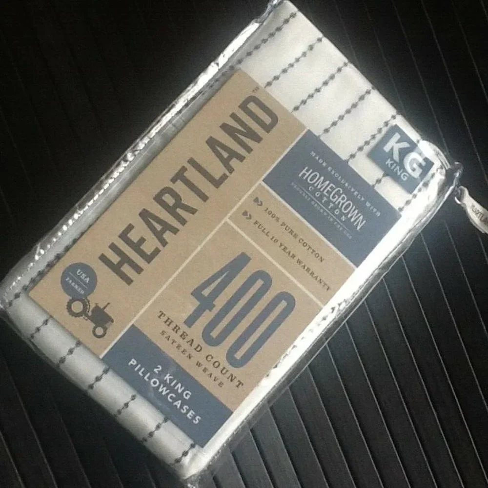 new IKAT NAVY BLUE STRIPE Heartland 400 TC 100% Cotton Sateen KING Pillowcases